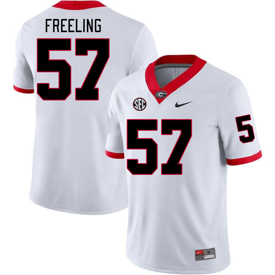 Georgia Bulldogs #57 Monroe Freeling College Football Jerseys Stitched-White
